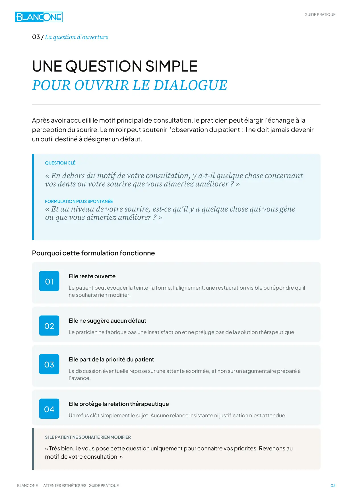 Aperçu de la page consacrée à la question d’ouverture